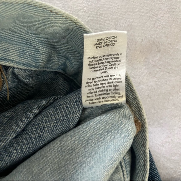 PacSun Y2K Style Blue Denim Cropped Jacket Distressed BOHO Patchwork Small - Picture 9 of 9